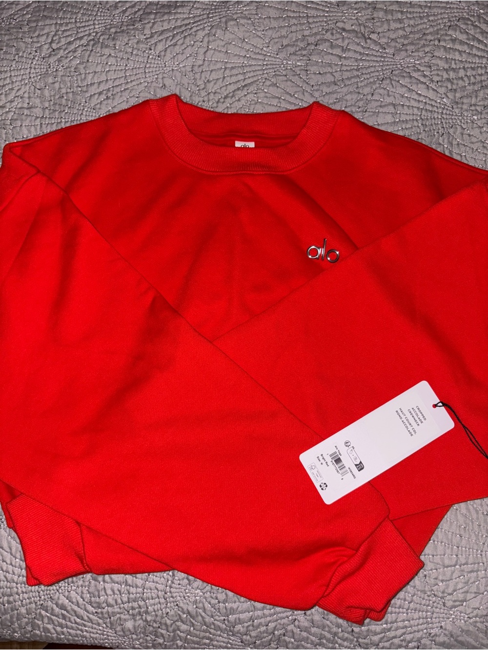 ALO Yoga Women Red Cropped Crewneck Sweatshirt